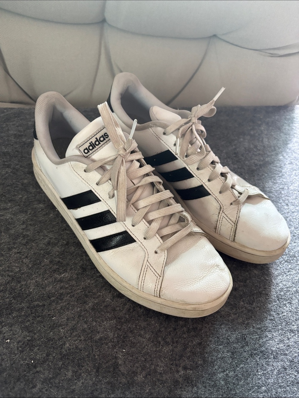 adidas Men’s White Sneakers with Black Three Stripes
